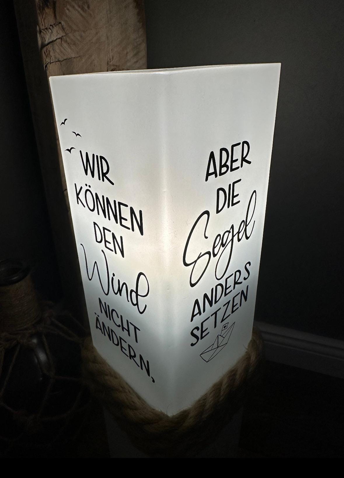 Personalized Wooden Lamp with Custom Text | Handmade Nautical Light | Wedding Gift | Coastal Home Decor | Rustic Maritime Table Lamp