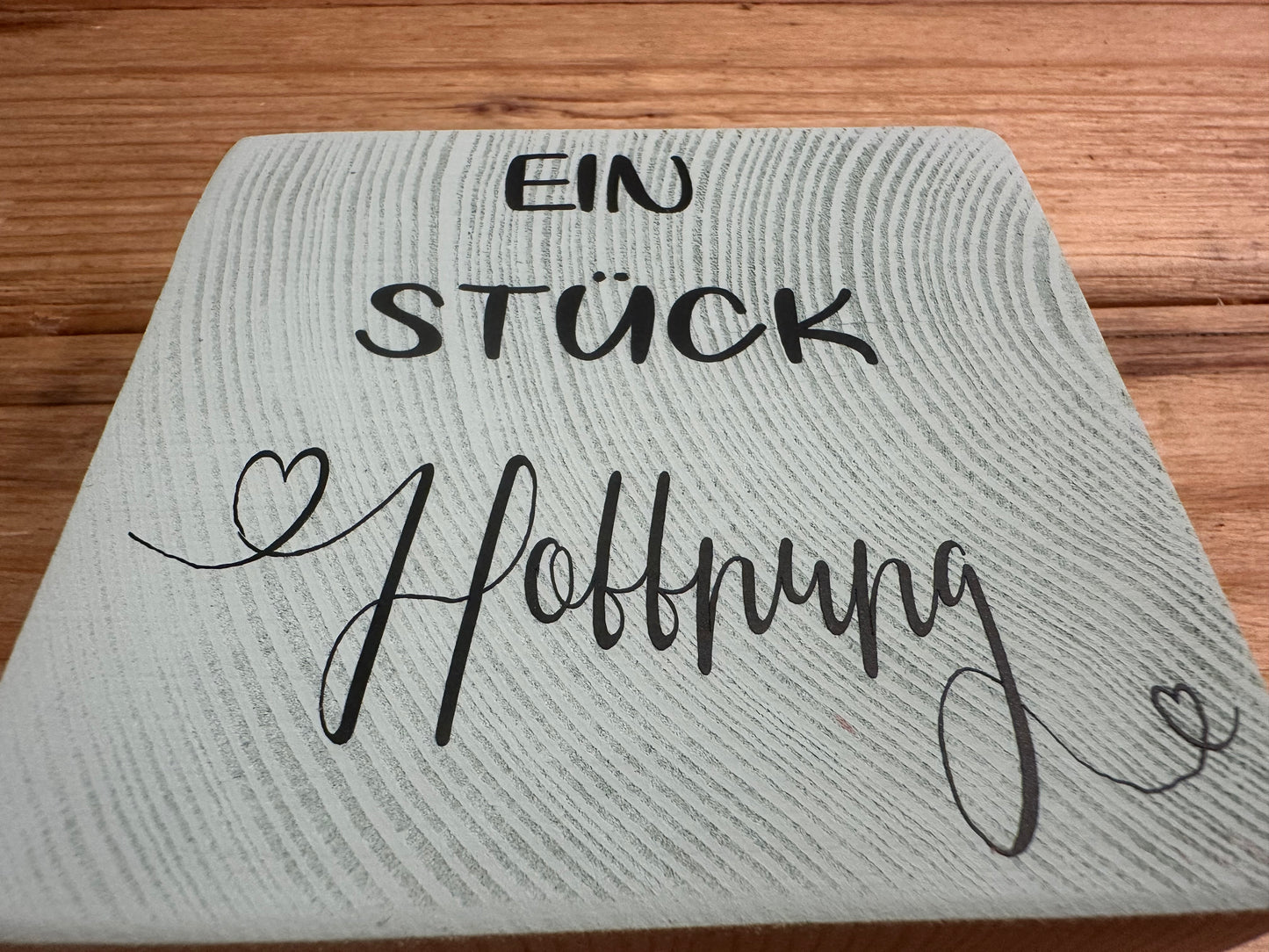 Holzdeko „Ein Stück …“ – Holzquadrat mit Spruch | Geschenkidee | Wunschtext möglich (1 Stück oder 3er-Set)