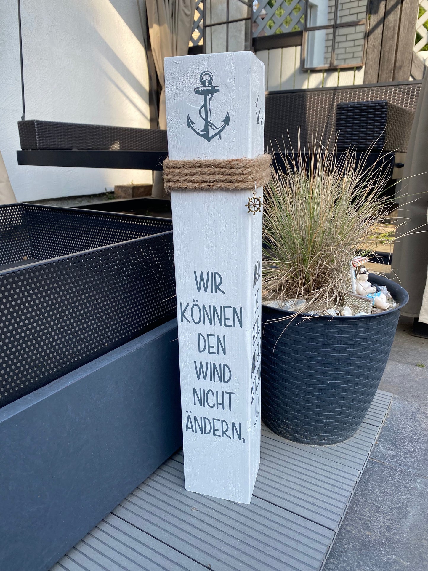 Maritimer Poller Dekoration Wind Segel Garten Manapal maritime Deko
