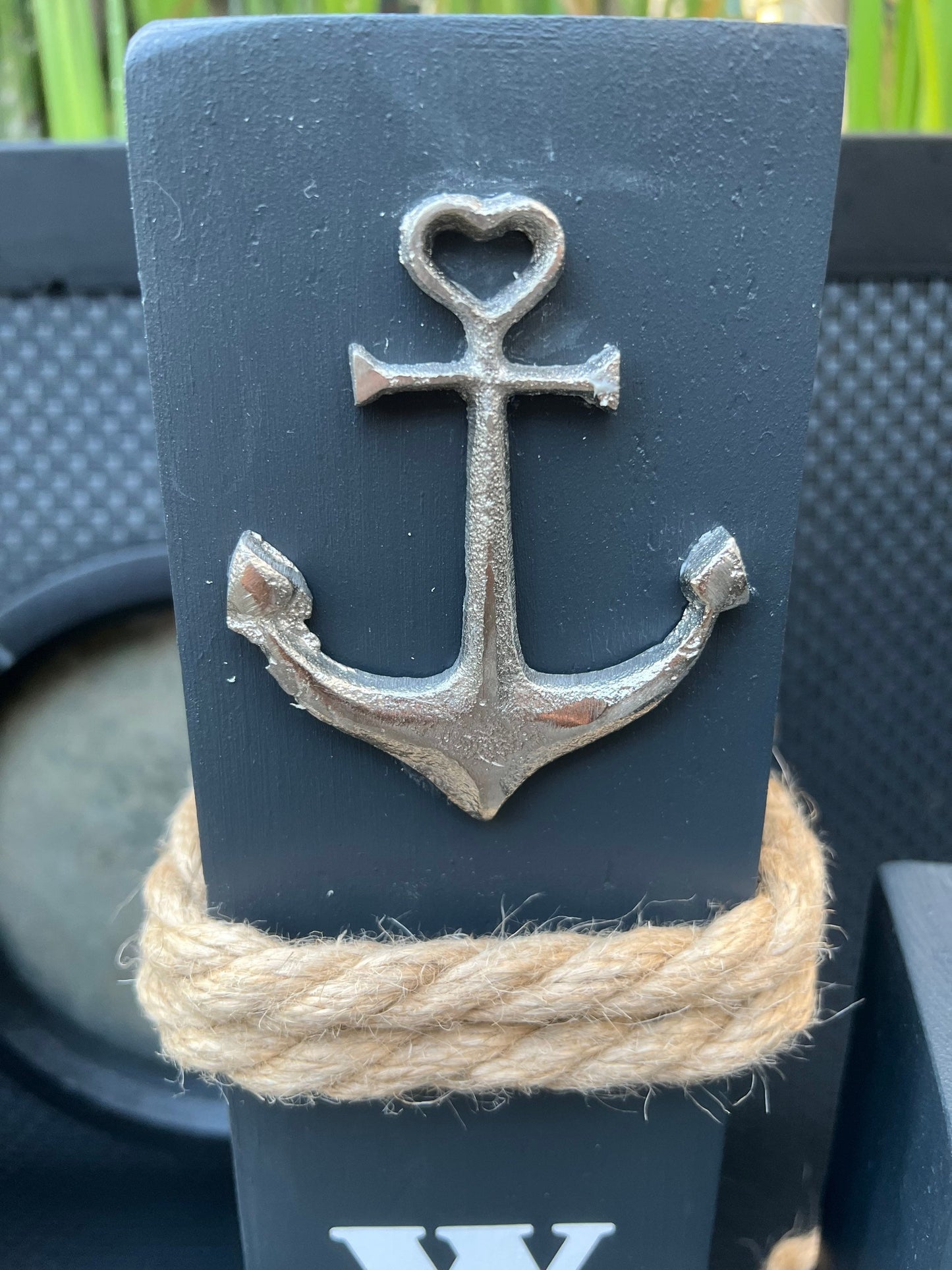 Set of 3 Decorative Wooden Columns | Nautical Anchor Bollard Stele | Coastal Garden & Home Port Decor | Handmade Maritime Decoration