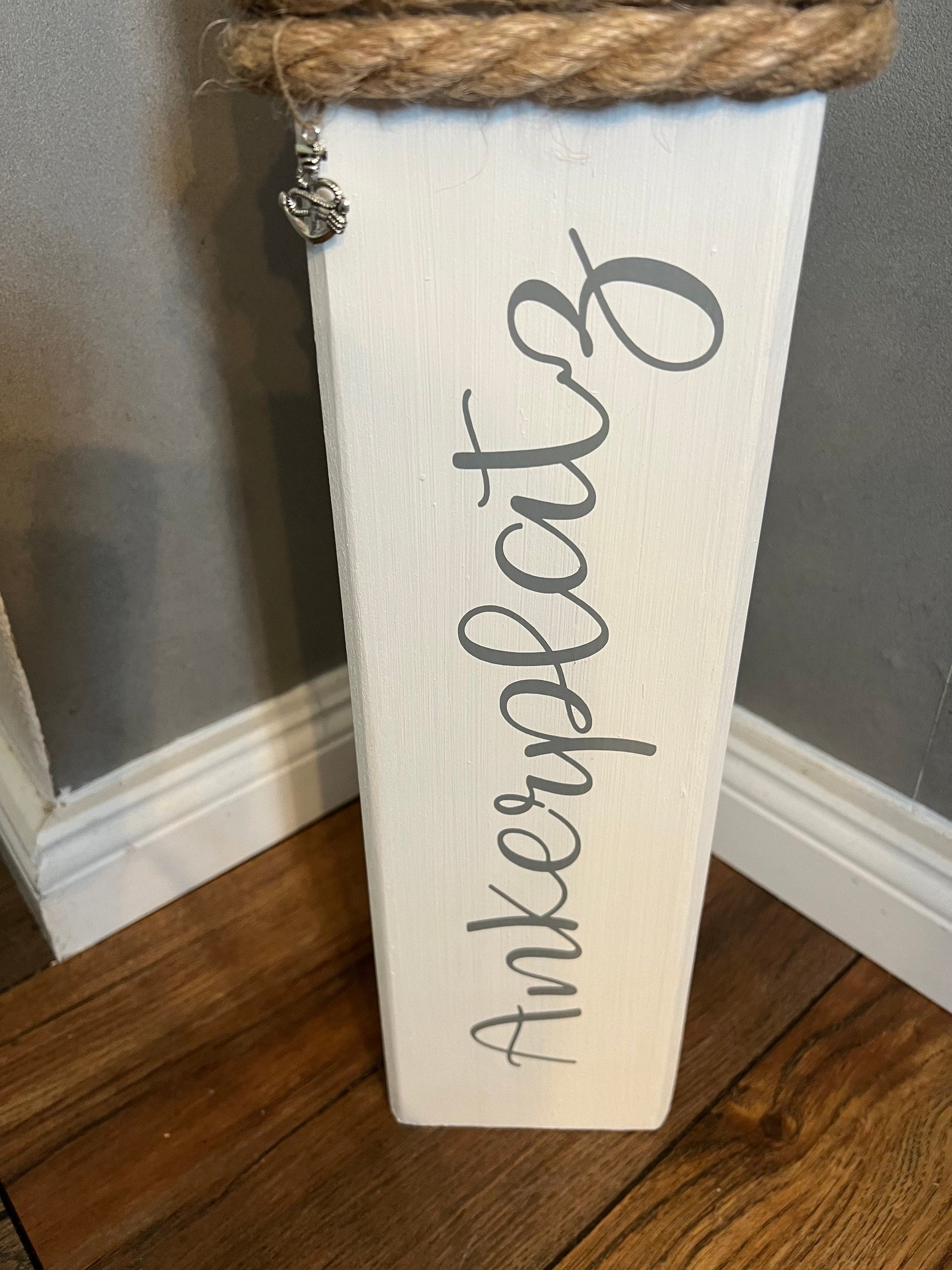 Maritime Wooden Bollard Compass 50 cm – Decorative Column with Anchor & Compass | Gift Idea for Wedding, Housewarming and Coastal Style