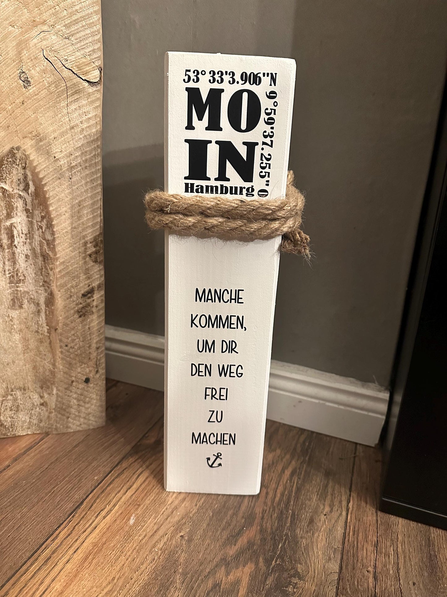 Personalized Bollard with Coordinates of Your City | Nautical Wooden Column | Custom Home Port Wedding Gift | Coastal Maritime Decor
