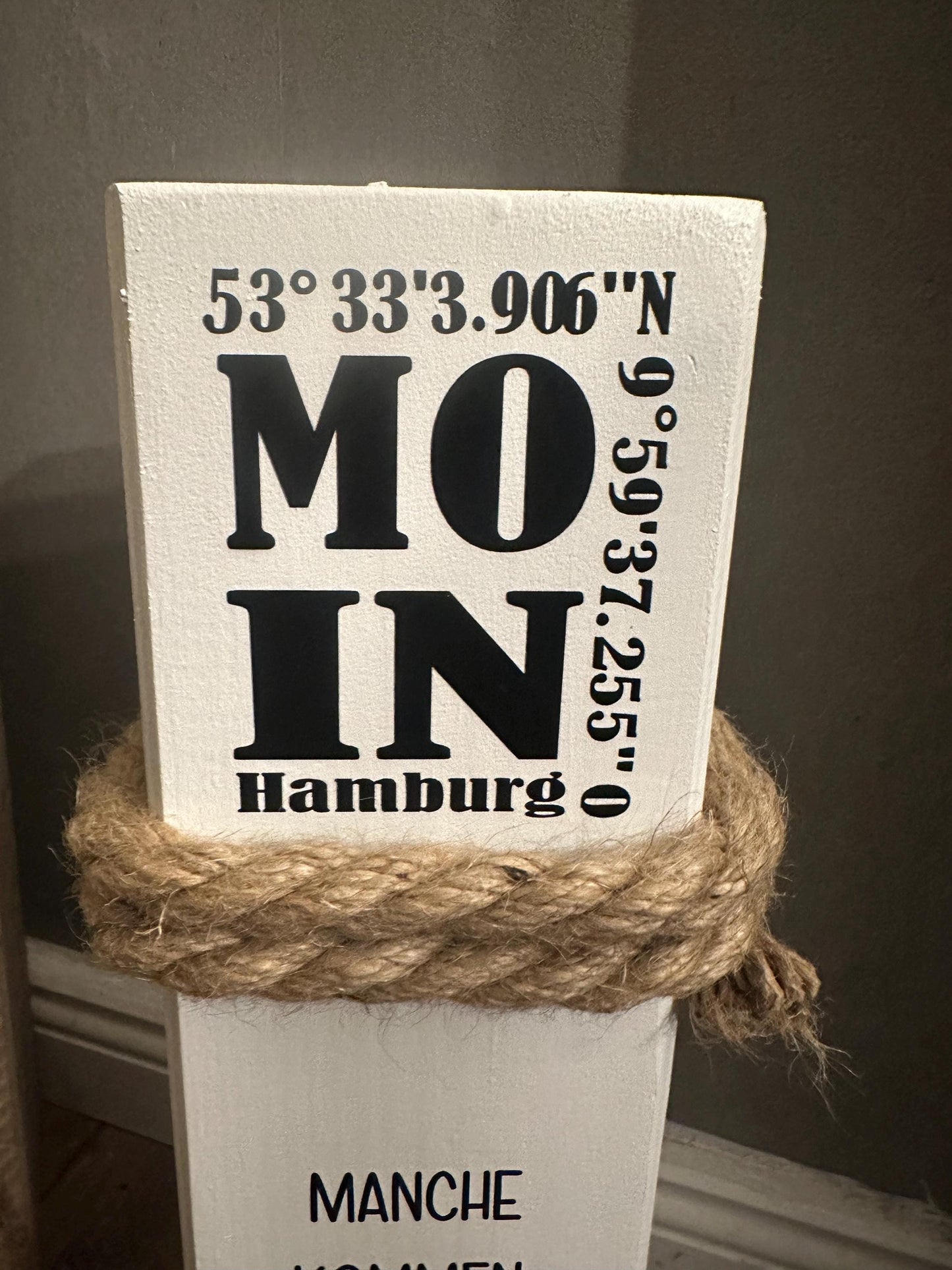 Personalized Bollard with Coordinates of Your City | Nautical Wooden Column | Custom Home Port Wedding Gift | Coastal Maritime Decor
