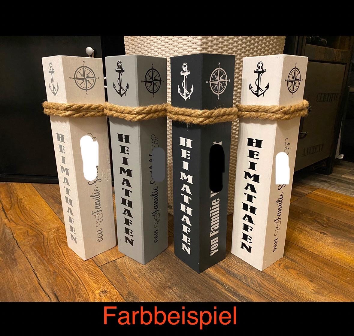 Personalized Bollard with Coordinates of Your City | Nautical Wooden Column | Custom Home Port Wedding Gift | Coastal Maritime Decor