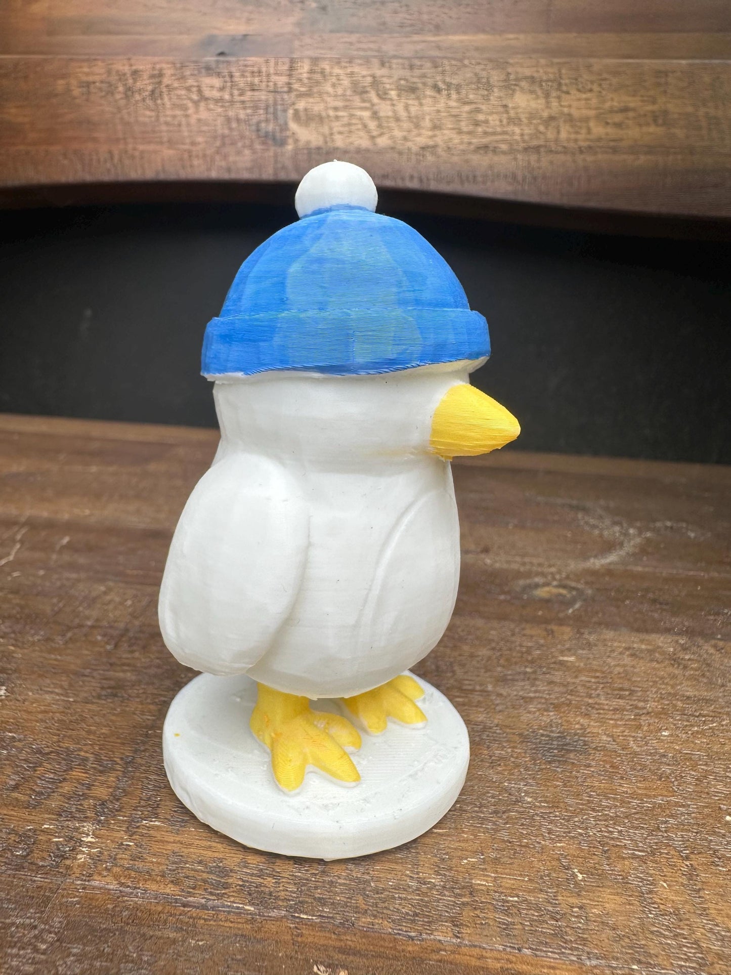 Seagull Figurine with Hat | 3D Printed Bird Sculpture | Nautical Coastal Decor Gift | Handmade Winter & Christmas Decoration