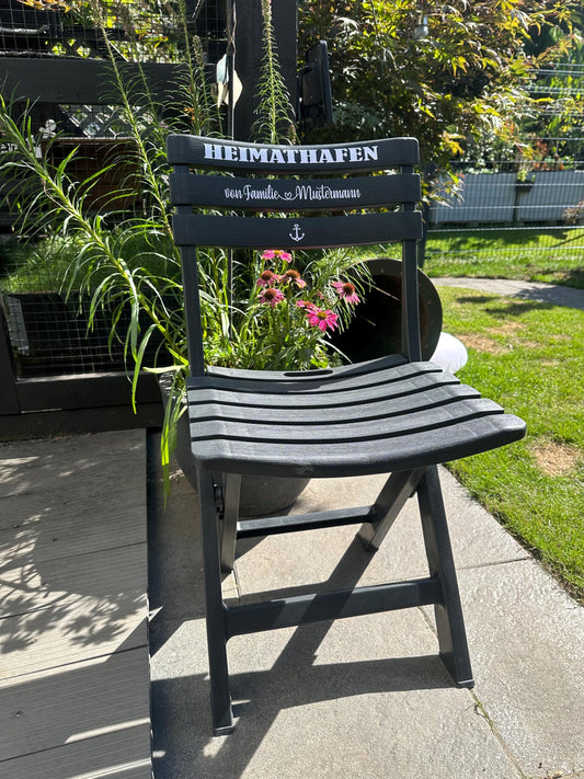 Personalized Nautical Folding Chair | Custom Entryway & Garden Decor | Handmade Coastal Wedding Gift | Unique Housewarming Idea
