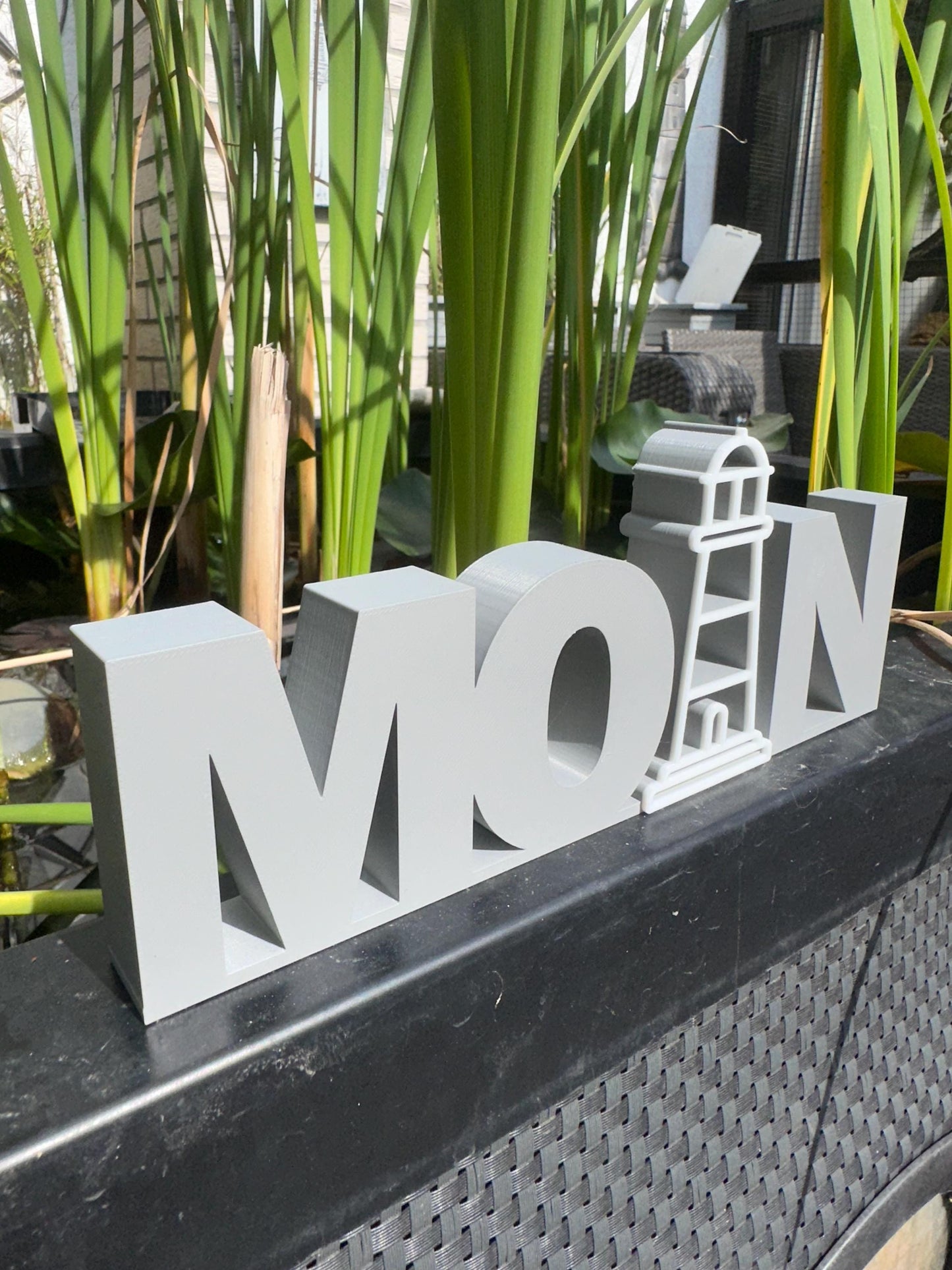 Moin 3D Printed Decor Sign | Coastal Nautical Table Decoration | Handmade Gift for Ocean Lovers | Maritime Shelf Accent
