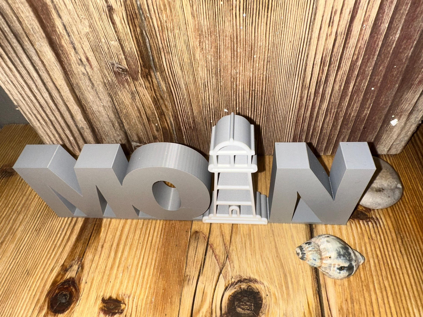 Moin 3D Printed Decor Sign | Coastal Nautical Table Decoration | Handmade Gift for Ocean Lovers | Maritime Shelf Accent