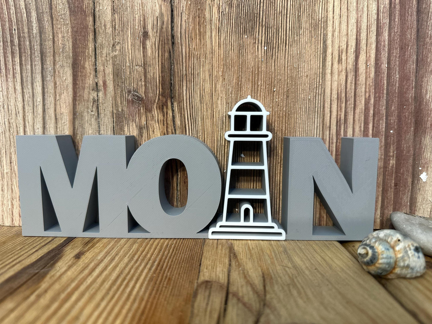 Moin 3D Printed Decor Sign | Coastal Nautical Table Decoration | Handmade Gift for Ocean Lovers | Maritime Shelf Accent