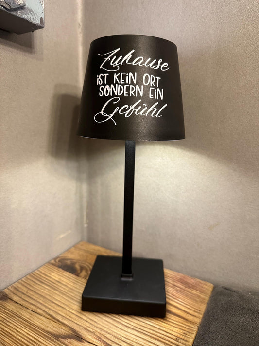 Tischlampe, Geschenk zur Einweihung, Mitbringsel, persönliches Geschenk, kleine Lampe zur Dekoration, Tischleuchte, Tischlampe mit Wunschtext, Freunde