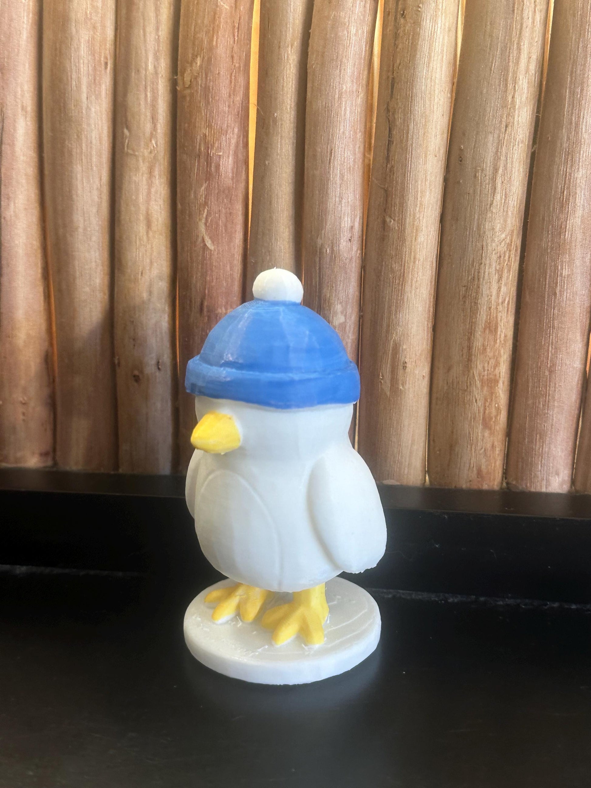 Seagull Figurine with Hat | 3D Printed Bird Sculpture | Nautical Coastal Decor Gift | Handmade Winter & Christmas Decoration