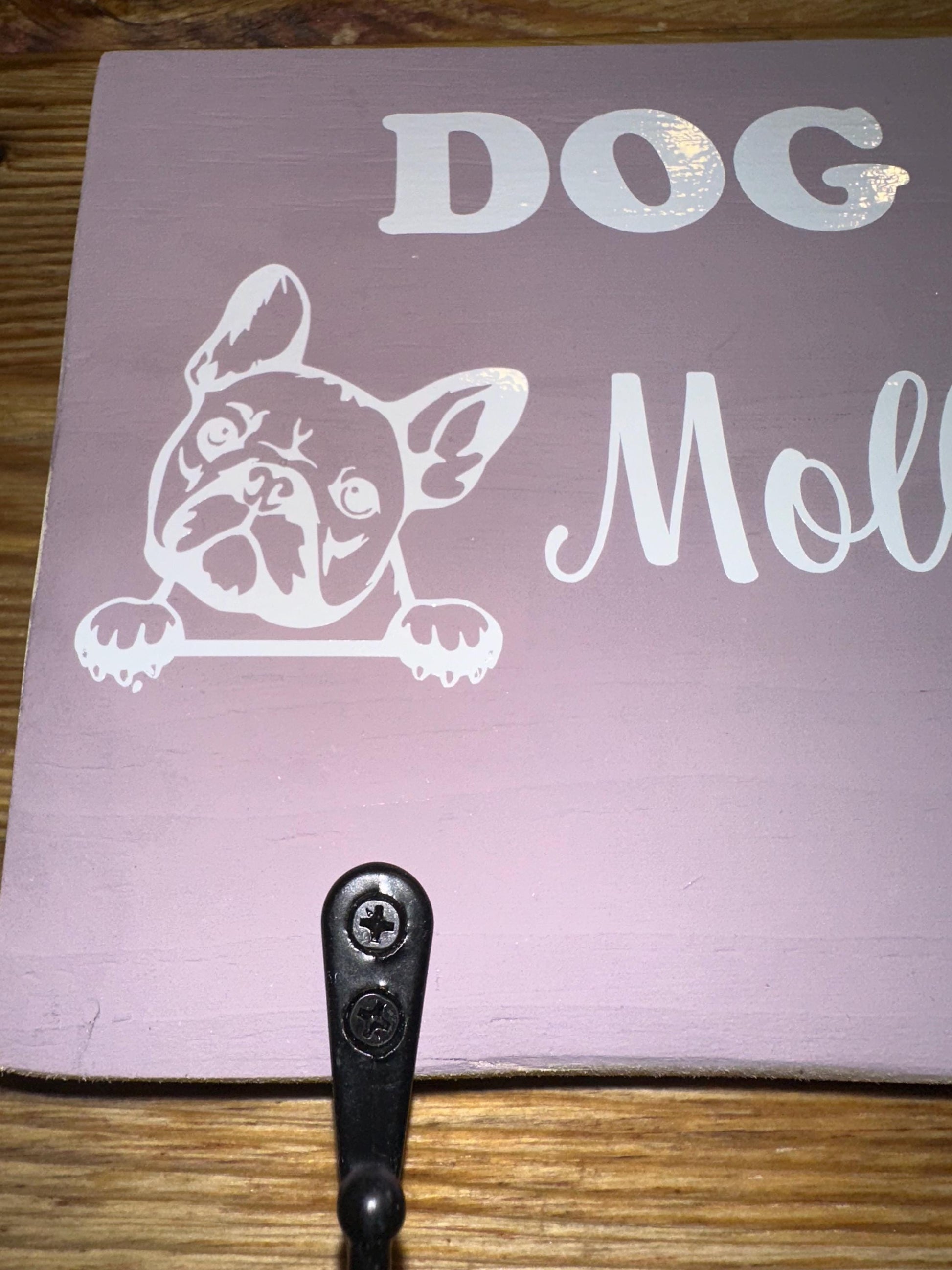 Personalized Dog Leash Holder | Wooden Dog Station with Name & Breed Symbol | Handmade Gift for Dog Owners | Custom Pet Leash Rack