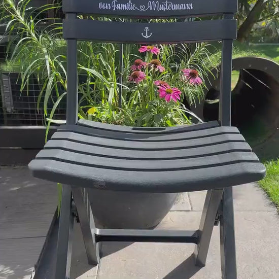 Personalisierter Nautischer Klappstuhl | Individuelle Eingang & Gartendeko | Handgemachtes Küsten Hochzeitsgeschenk | Einweihungsgeschenk