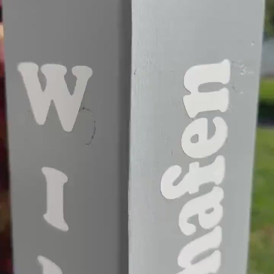 Willkommen in unserem Heimathafen Poller | Maritime Dekosäule Holz Anker Garten Deko Stele Haus Eingang Kantholz grau